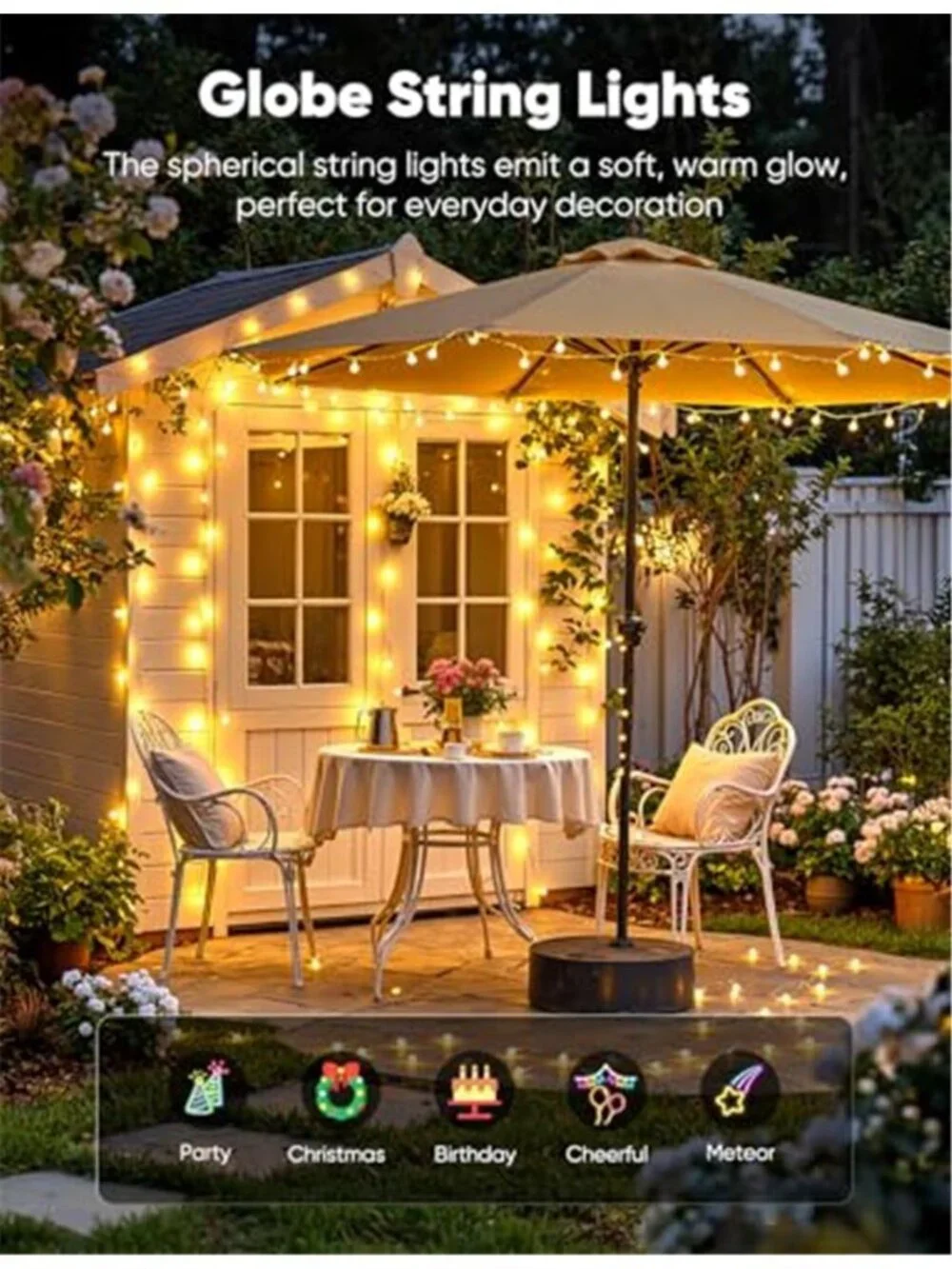 Globe String Lights, 33 Feet 100 Led Fairy Lights Plug in, 8 Modes with Remote